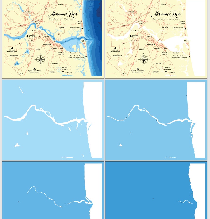 Nh Map In Depth Digital File PDF, SVG - Merrimack River New Hampshire Bathymetric Depth ...