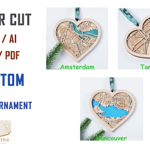 Digitale Datei SVG - Herz Karte Ornament Stadt, See - Valentinstag Geschenk, Hochzeit, Liebe Jahrestag, erstes Datum, Unser erstes Zuhause, Liebe Geschenk