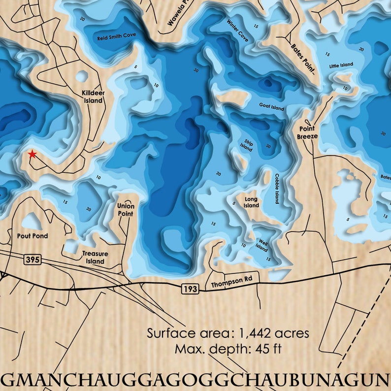 Digital File PDF SVG ster Lake Massachusetts Bathymetric Etsy