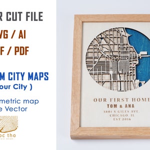 Digital File DXF, AI, SVG - Custom City Map Wood Multilayer Laser Cut ...