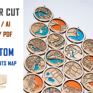Arquivo digital SVG - Ornamento de mapa da cidade personalizado, enfeite de Natal, presente de inauguração de casa personalizado, novo enfeite de casa, presente de Natal, casa de cabana