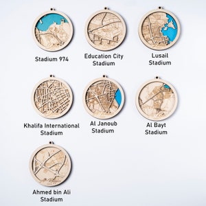 Moctho - Qatar Kaart Ornament, Stadion Ornament Kerst Ornament, Housewarming Gift, Nieuw Huis Ornament, Xmas Gift, Cabin house