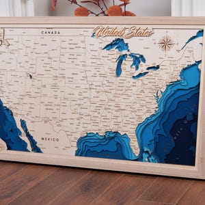 USA Karte aus Holz, Karte mit US Travel Board, US Travel Board