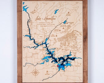 スコットランド　NAVY　MAP　総柄　マルチカバー　150×226　ACTUS Lake Hamilton Arkansas Wood Map 3D Custom Lake, Island, Coast Map
