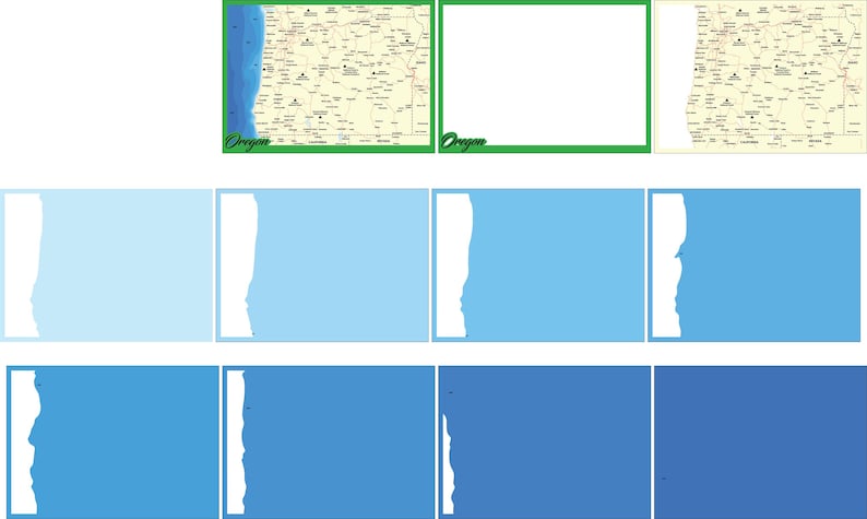 Digital File PDF, SVG - Oregon State Bathymetric Map Depth Layers SVG ...