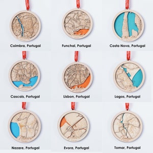 City of Portugal Ornament city map, Home Wooden Christmas Ornament, Home Housewarming Gift, New Home Ornament, Xmas Gift, Cabin house
