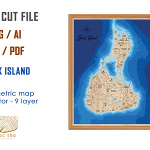 Digitale Datei DXF, AI, SVG - Block Island Ri Karte, kundenspezifische Holz See, Fluss Karte, Laser gravierte Wandkunst, Einweihungsparty Geschenk