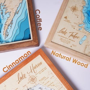3D WOOD Custom Lake, Island, Coast Map | Bathymetric & Topographic Map ...