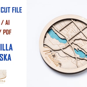 Digitaal bestand SVG - Wasilla, Alaska City MAP Christmas Ornament, Custom Home Housewarming Gift, New Home Ornament, Xmas Gift