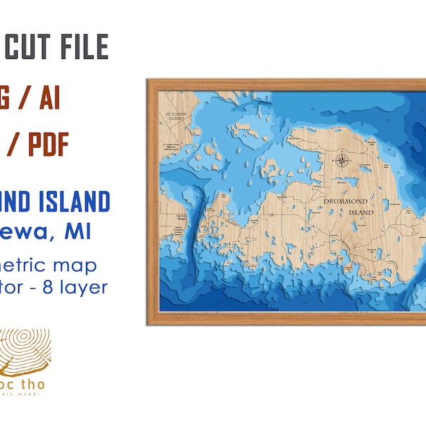 Drummond Island Map Etsy