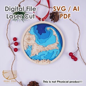 Cape Cod Bay Weihnachtsschmuck SVG - Cape Cod Bay Ornament 6 Zoll - Einweihungsparty Geschenk Weihnachten