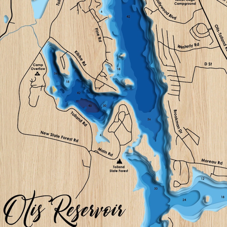 Digital File PDF SVG Otis Reservoir Massachusetts Etsy