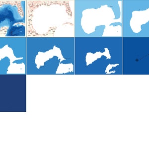 Pu&ograve; includere: Una mappa di un lago con sfondo blu e contorno bianco. Il lago &egrave; circondato da terra con contorno bianco. La mappa mostra la profondit&agrave; del lago in piedi.