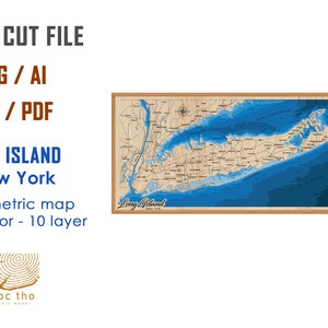 Digitale Datei - PDF, SVG - Long Island New York Bathymetrische Tiefe Schichten SVG-Datei, Schicht Vektor, Laser geschnitten Datei, Hochzeitsgeschenk,