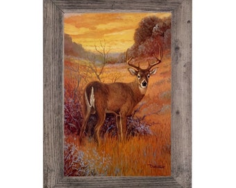 Fall Deer Watercolor PRINT Animal Lovers Fall Leaves Woodland Creature Stag Autumn