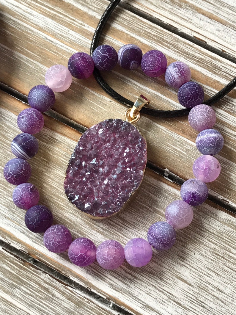 Crown Chakra Jewelry Set / Purple Gemstone Jewelry Set / Etsy