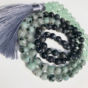 8 mm Mala Beads, Mala Necklace Tassel, 108 Mala Beads, Mala Prayer Beads, Positive Change Mala, Yoga Jewelry, Third Eye Chakra Mala Beads