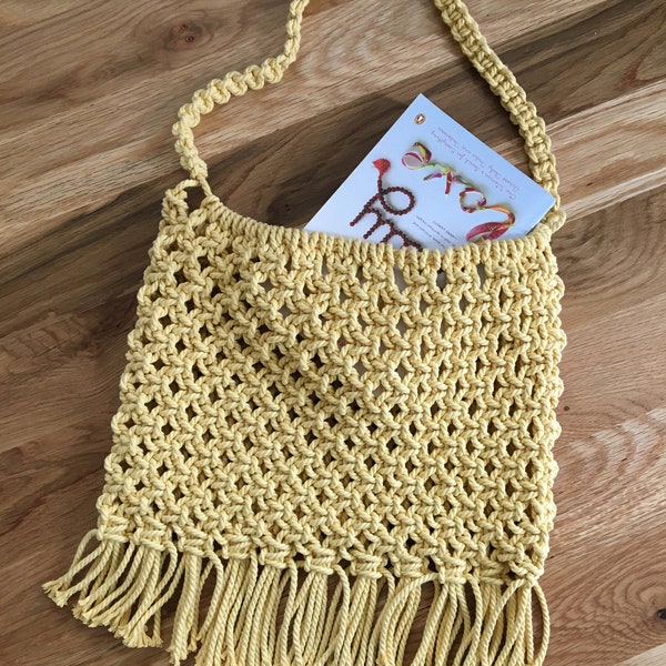 Yellow Macrame Bag / Macrame shoulder bag / Reusable Shopping Bag / Market bag / Macrame Beach bag / Handmade Bag / macrame gift for her