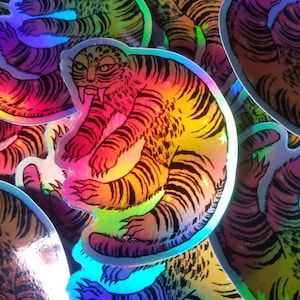 Traditionelle koreanische Tiger Holographic Vinyl Stanzsticker (Jahr des Tiger Sternzeichens)
