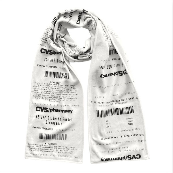 CVS Receipt Scarf, Hilarious, Double Sided, 100% Fleece Scarf. Looks Just Like a Real CVS Receipt