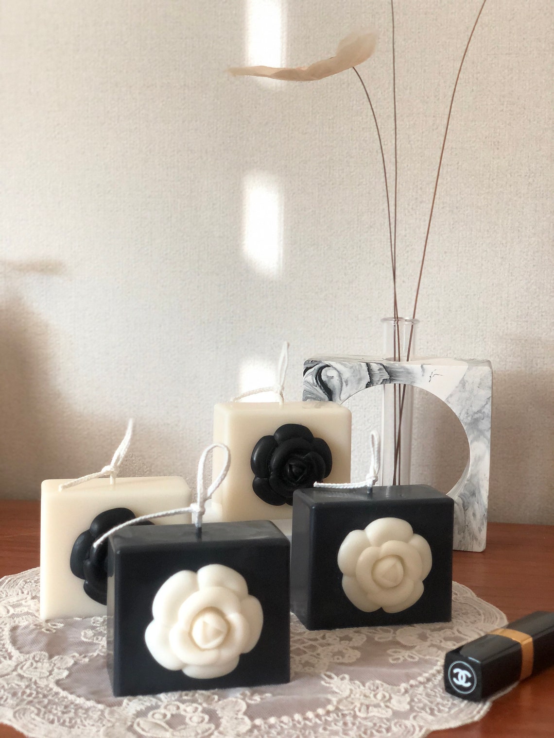 Camellia Candle L Pillar Candles Modern Style Candle Etsy