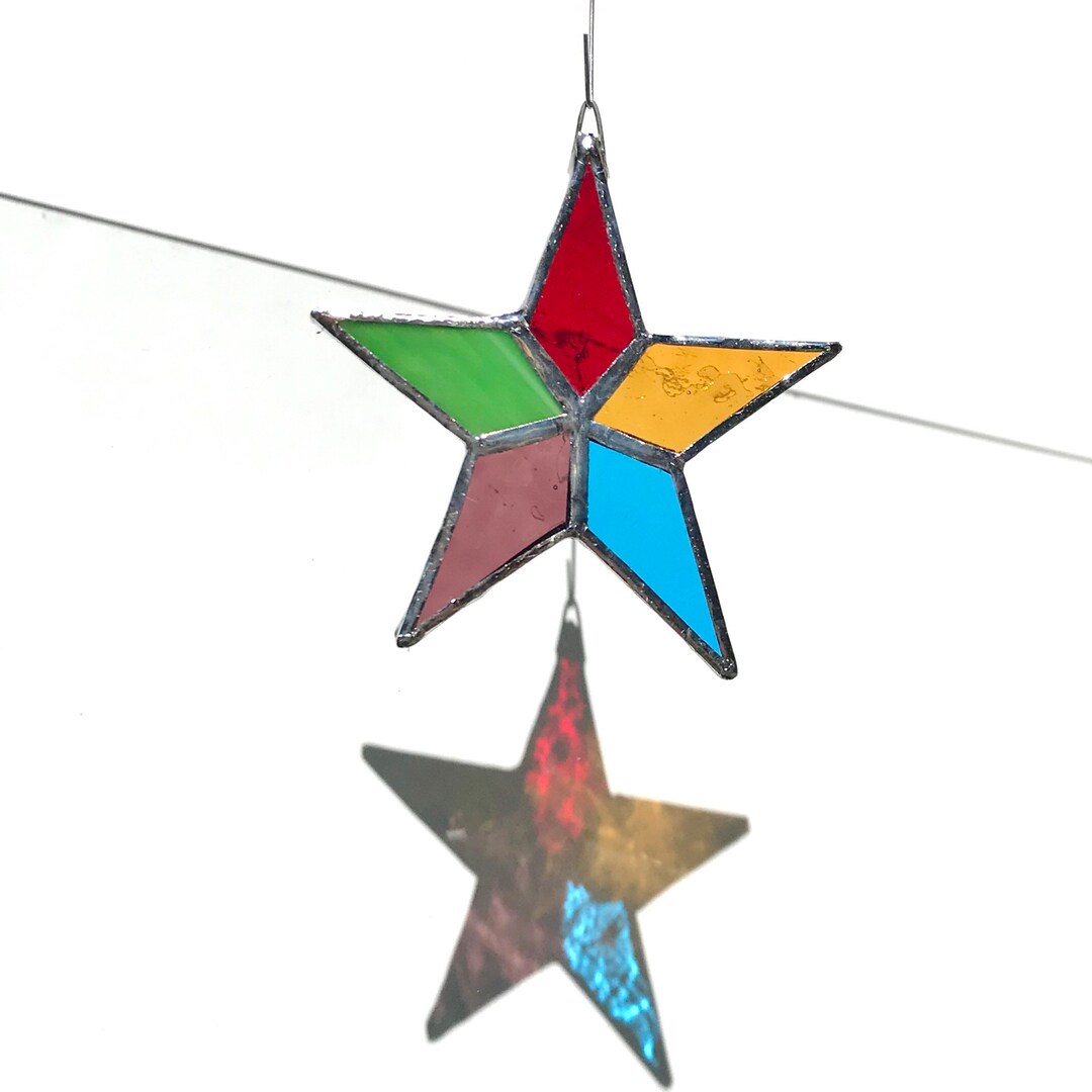 Colorful 5point Star Suncatcher Ornament Etsy