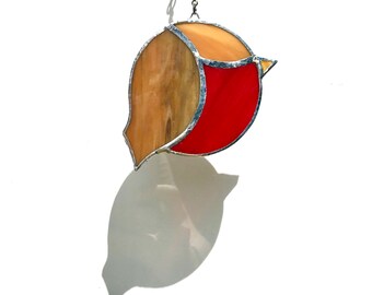 Mid Mod American Robin Stained Glass Suncatcher