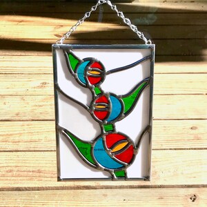 Abstract Miro-inspired Stained Glass Panel