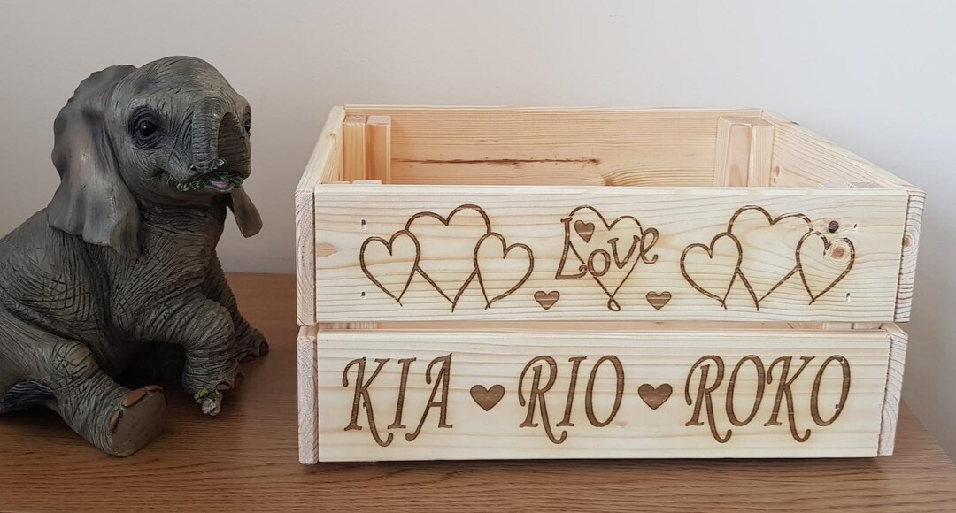 Personalised Engraved Wooden Toy Box, Personalised Toy Box, Christmas