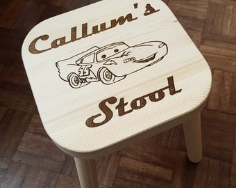 Personalised engraved wooden Stool, kids, bedroom, nursery, furniture, playroom, Kids Chair, decor, bespoke, toddler, birthday Christmas.