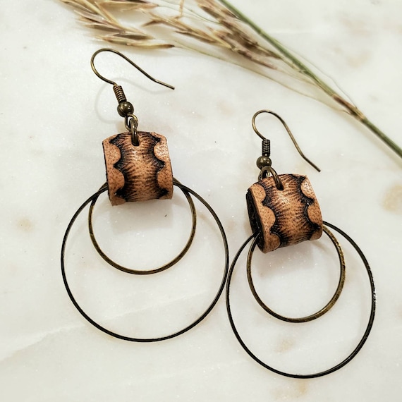 Leather and hotsell metal earrings