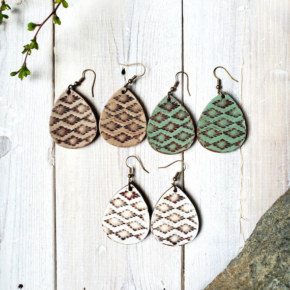 Leopard Teardrop Leather Earrings | Rachel Maddox Designs