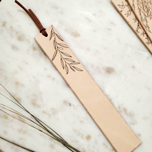 Leather Bookmark, Wildflower, Olive Branch, Willow Tree, Customize image 5