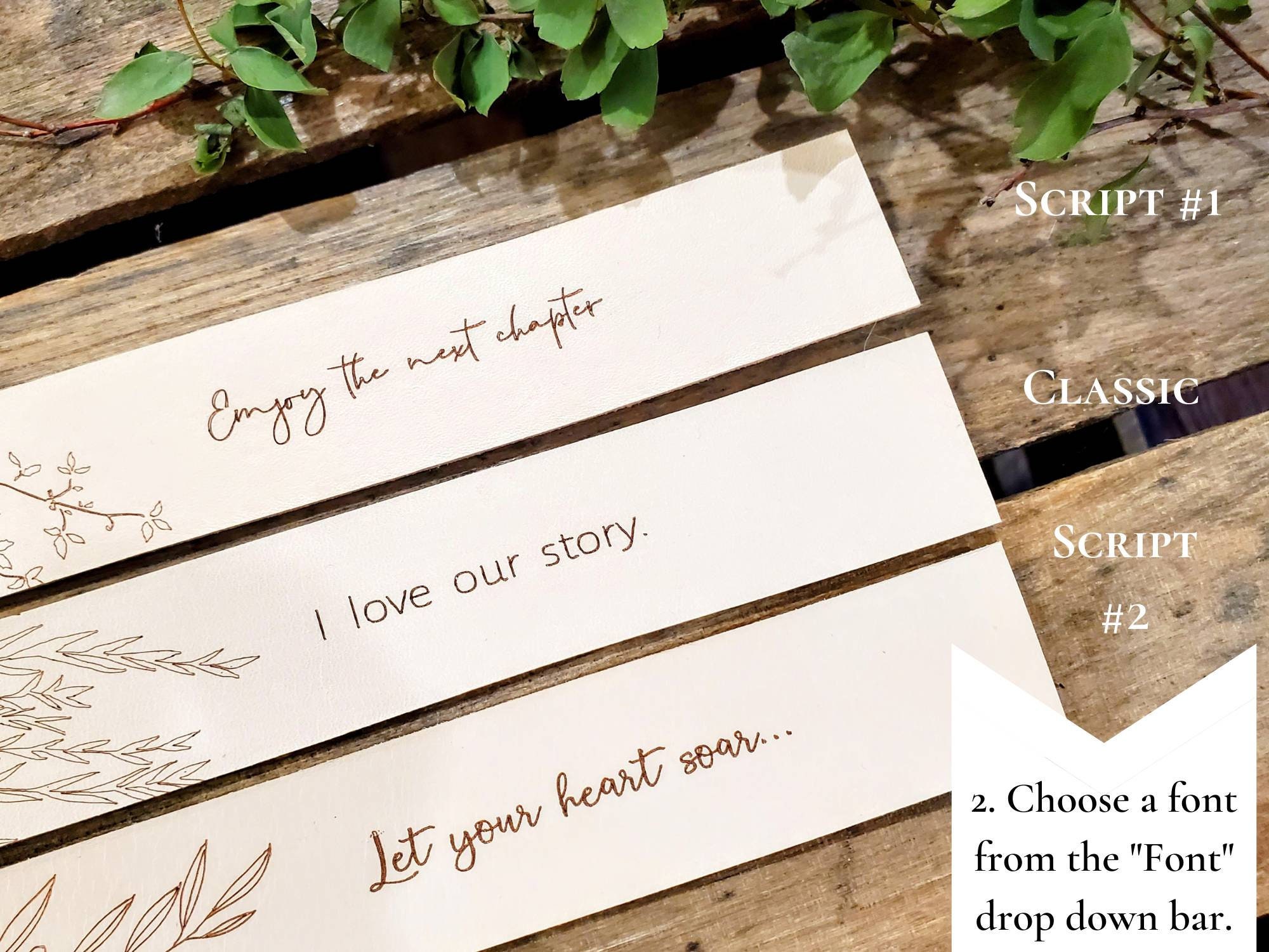 Leather Bookmark, Personalized Gift, 3 Years Anniversary, For Men, For Women, Wildflower, Olive Branch, Willow, Enjoy The Next Chapter, Gift