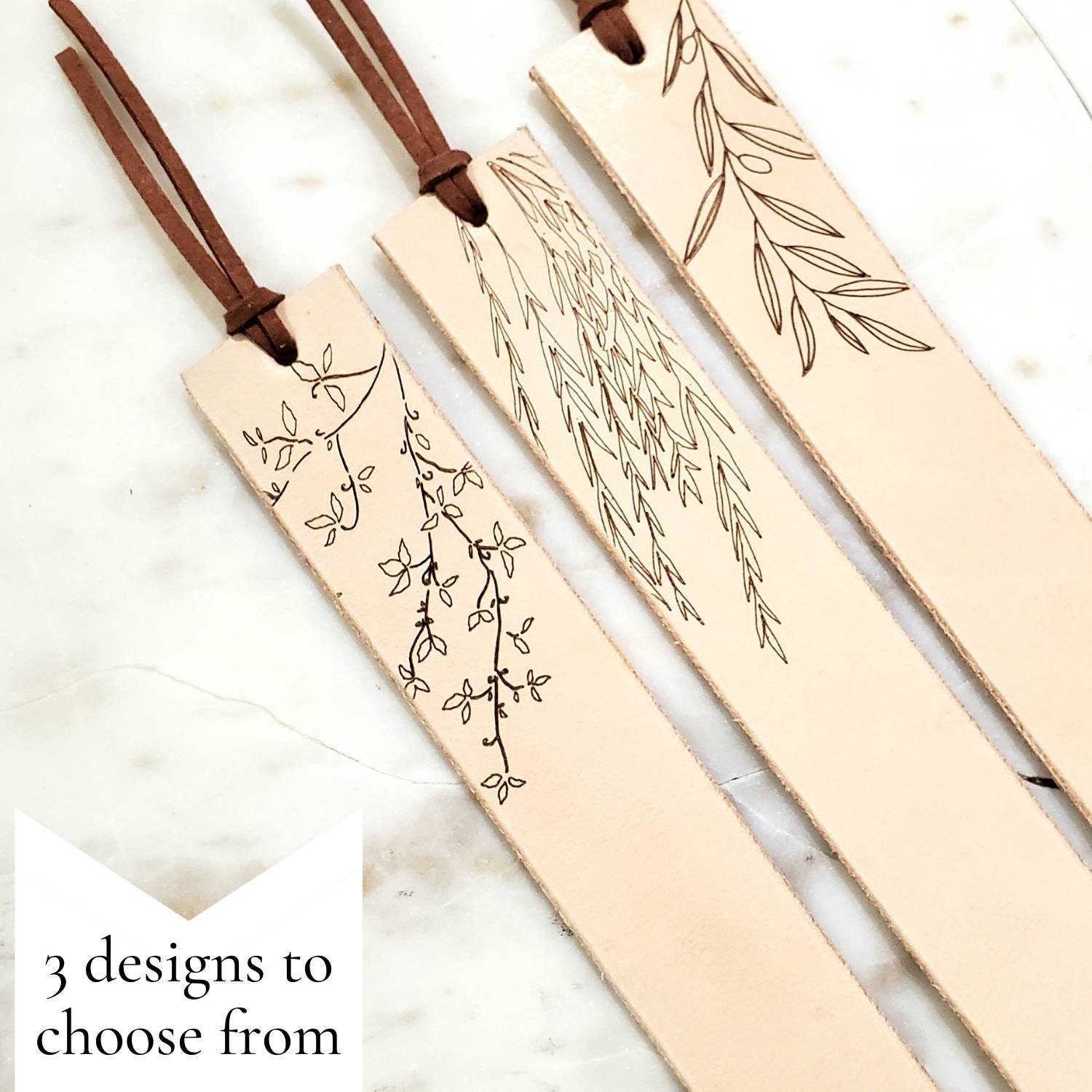 Leather Bookmark, Personalized Gift, 3 Years Anniversary, For Men, For Women, Wildflower, Olive Branch, Willow, Enjoy The Next Chapter, Gift