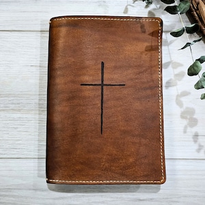 Personalized Leather Journal: Rustic Cross A5 Notebook Cover