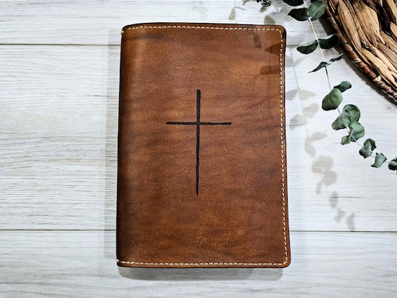 Personalized Leather Journal: Rustic Cross A5 Notebook Cover