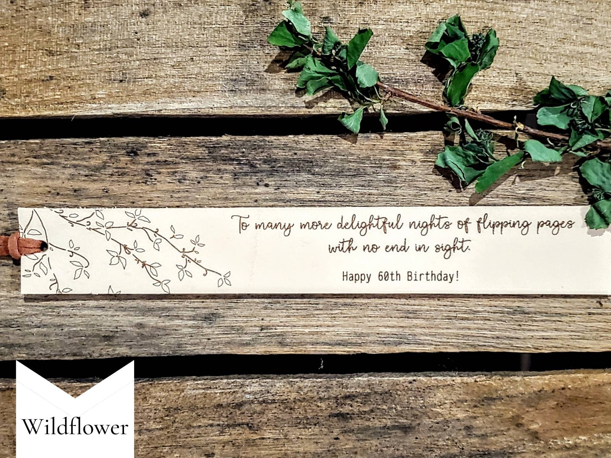 Leather Bookmark, Personalized Gift, 3 Years Anniversary, For Men, For Women, Wildflower, Olive Branch, Willow, Enjoy The Next Chapter, Gift