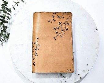 Diario de cuero Wildflower, diario de cuero marrón