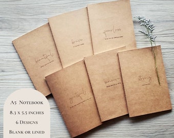Cuaderno A5 Kraft: con renglones o en blanco.