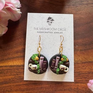 Bookshelf Earrings | Valentine’s Day Earrings | Polymer Clay Earrings | Lightweight Earrings | Handmade Jewelry | Statement Earrings