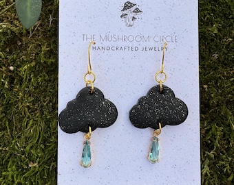 Rain Cloud Earrings | Cloud Earrings | Polymer Clay Earrings | Lightweight Earrings | Handmade Jewelry | Statement Earrings