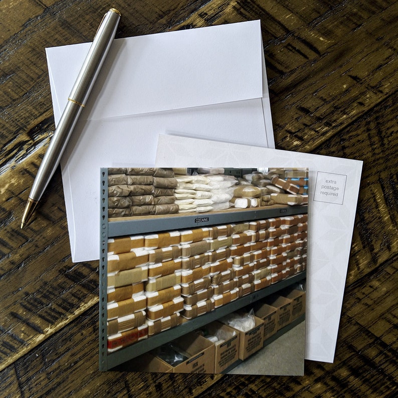 Movie Prop Replica Drugs Art Funny Photo Props Blank Greeting Card with Envelope Frameable Wall Art Cocaine Postcard Coke