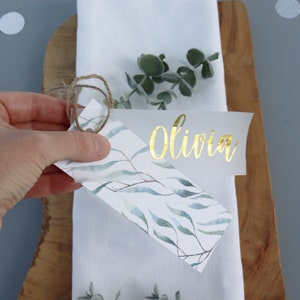Personalised Metallic Vellum Botanical Place Setting | Botanical Themed Wedding Place Name Settings for Guests | Wedding Breakfast Seating