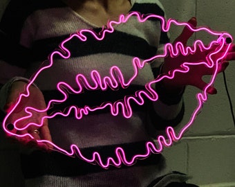 Pink Neon Lips Sign Etsy