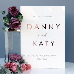 Welcome To Our Wedding White Acrylic Sign | wedding signage | Welcome acrylic Wedding sign | custom wedding sign|modern acrylic wedding sign