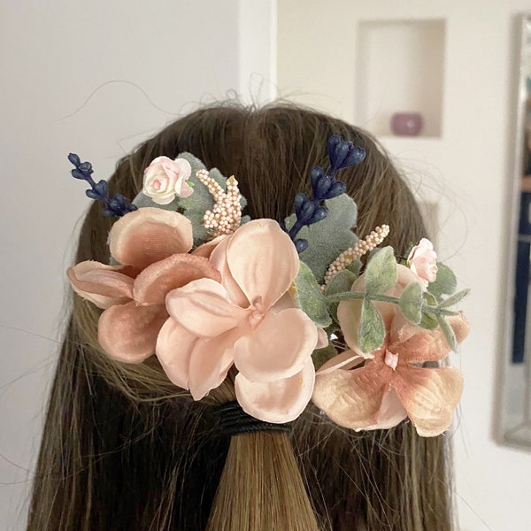 Blush Pink And Peach Bridal Flower Hair Comb | Decorative Floral Wedding Comb | Floral Wedding Hair Slide | Wedding Hair | Bridal Party Hair