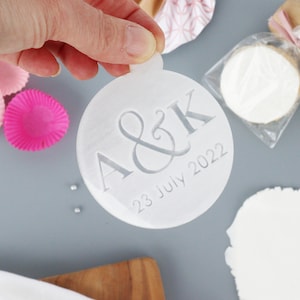 Personalised Wedding Cookie Embosser: Acrylic Fondant Press, 7cm Biscuit