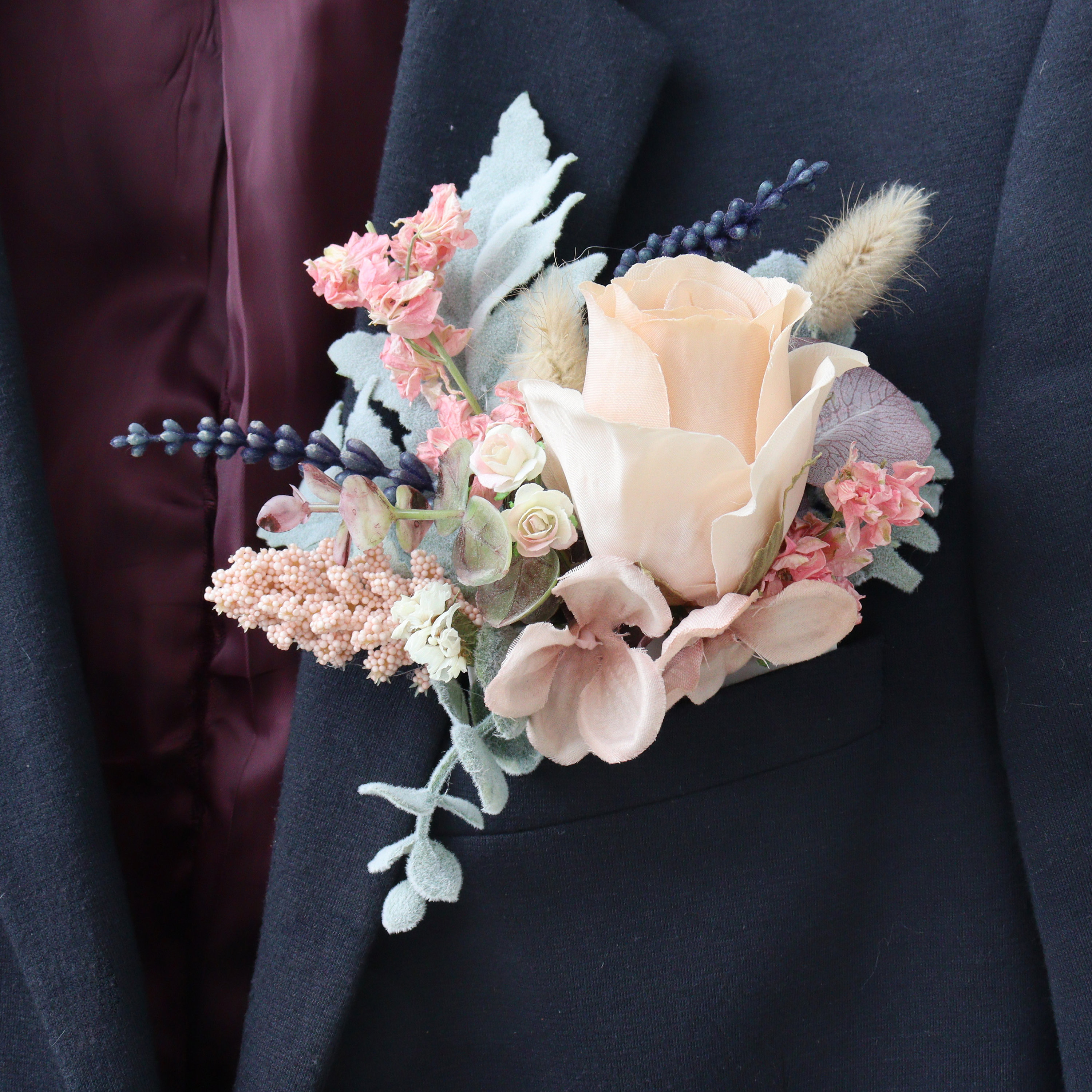 Blumen Einstecktuch Hochzeit Blumen Handgemachtes Einstecktuch  Personalisierte Hochzeitsblumen Bräutigam Einstecktuch mit Blumen