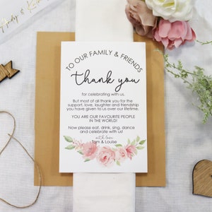 Gepersonaliseerde bruiloft Bedankt Couvert | Dank u huwelijksnota | Bedankkaart | Bruiloft tafel decor | Decoraties voor huwelijksreceptie